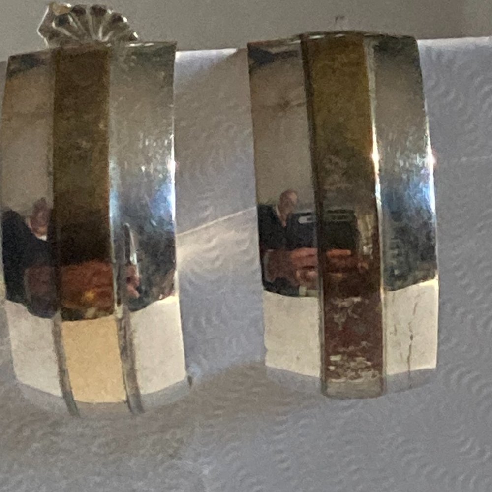 Silver and 12 K gold-filled post hoop earrings